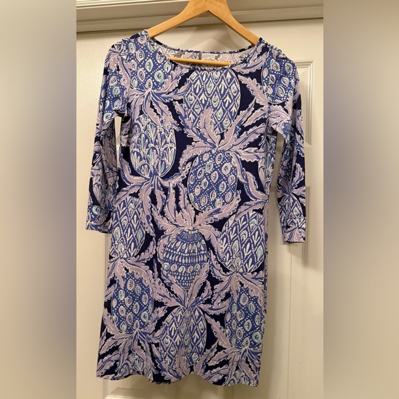 Lilly Pulitzer Dresses & Skirts - Lilly Pulitzer Blue and Purple Long Sleeve Dress Midi 100% Pima Cotton